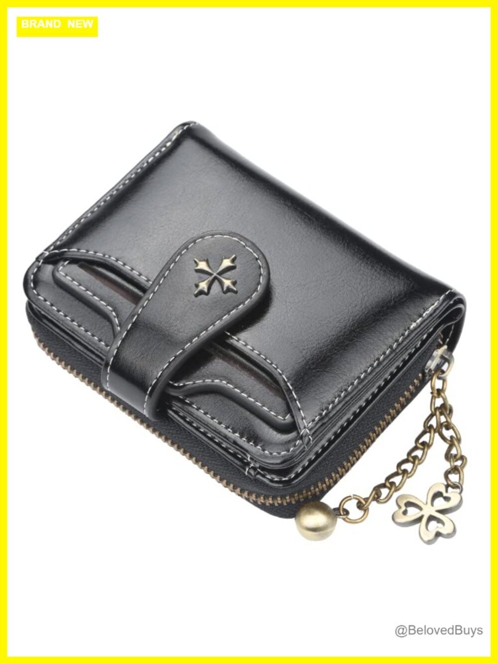 Small PU Leather Zip Bifold Wallet Mini Coin Pocket Goth Vintage Purse